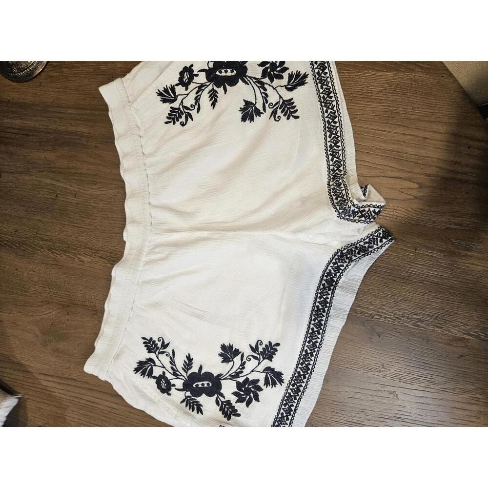 J.Crew Low Rise Embroidered White Linen Shorts
